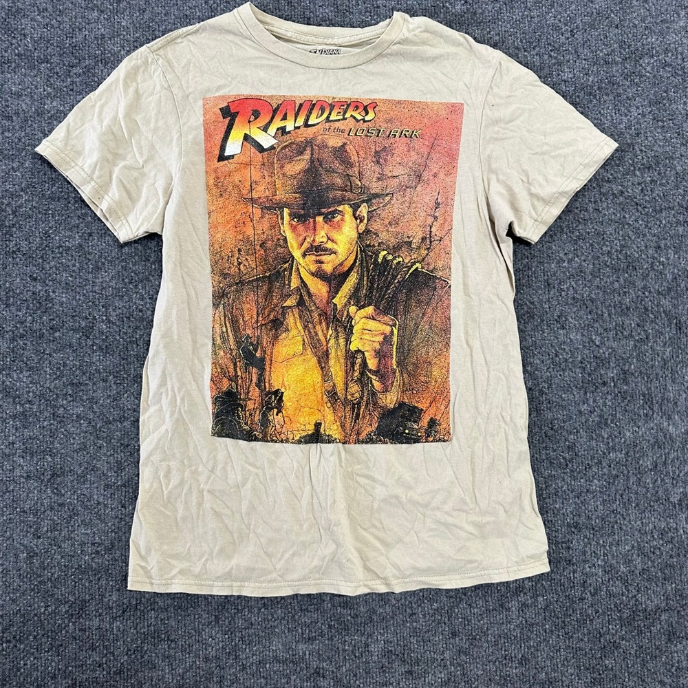 Indiana Jones T-Shirt Mens Size Small Tan Raiders of the Lost Ark Graphic Movie